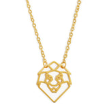 Lion Geometric Necklace Gold