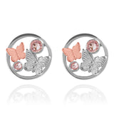 Butterfly Duo Stud Earrings Silver & Rose Gold