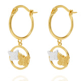 Butterfly Duo Charm Hoop Earrings Gold & Silver