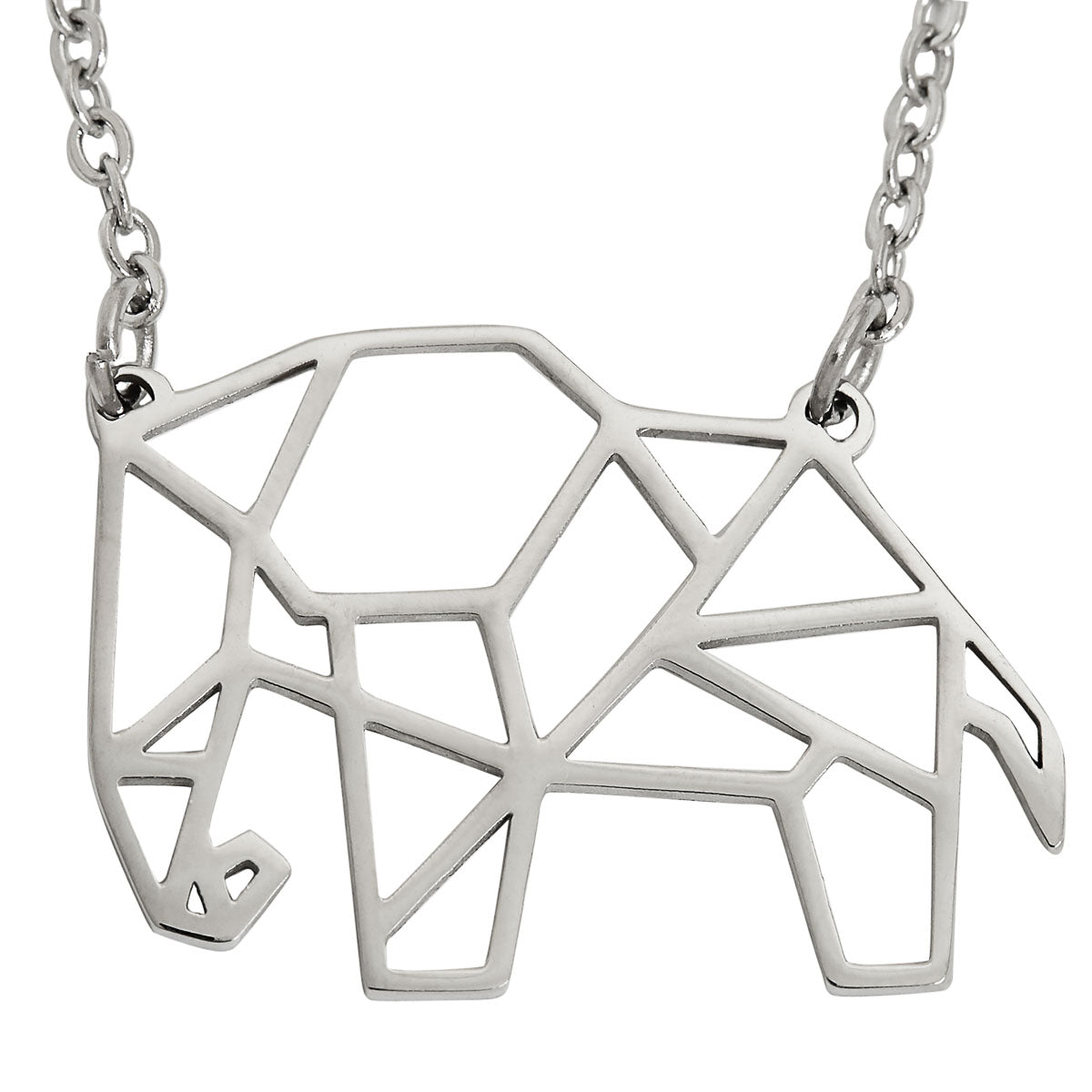 Elephant Geometric Necklace Silver