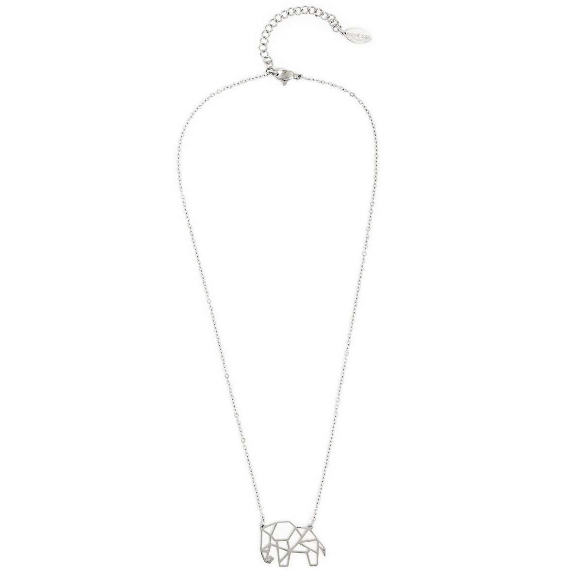 Elephant Geometric Necklace Silver
