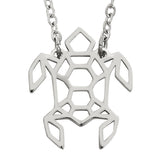 Turtle Geometric Necklace Silver