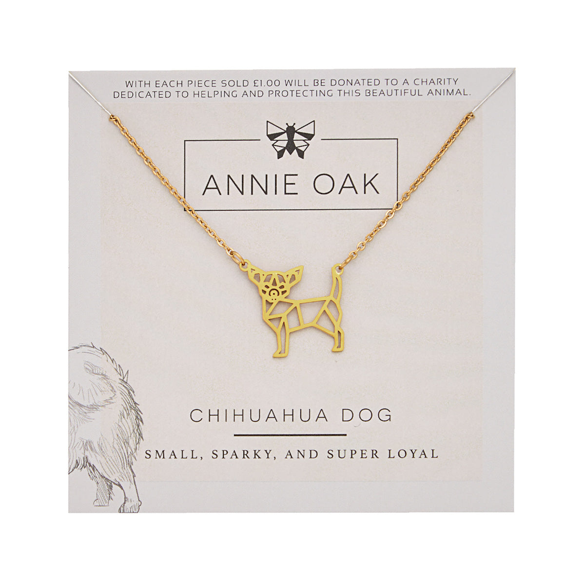 Chihuahua Dog Geometric Necklace Gold, Rose Gold or Silver