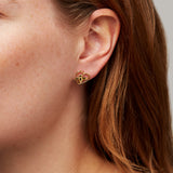 Bee Love Heart Gold Stud Earrings