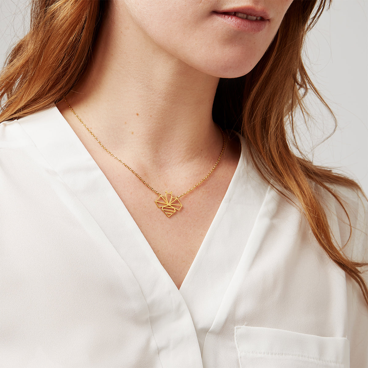 Geometric bee necklace deals