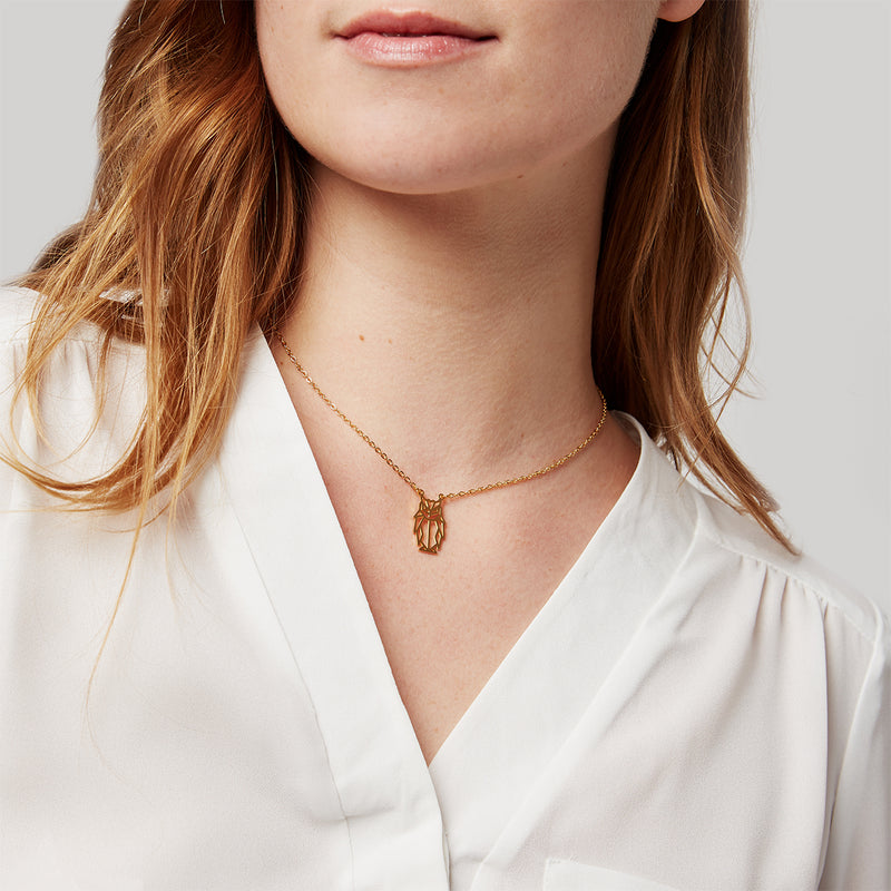 Owl Geometric Necklace Gold