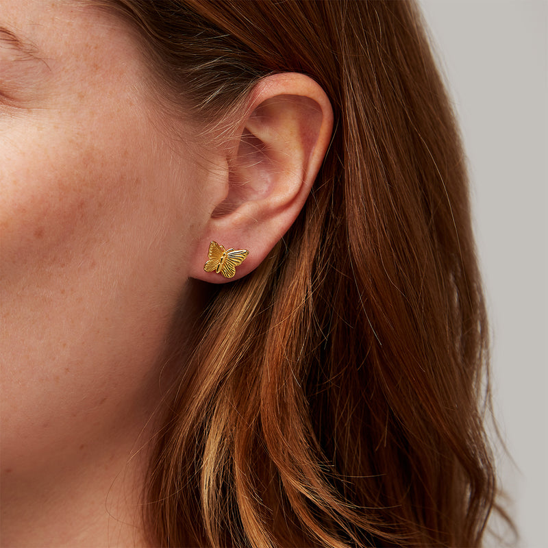 Butterfly Gold Stud Earrings