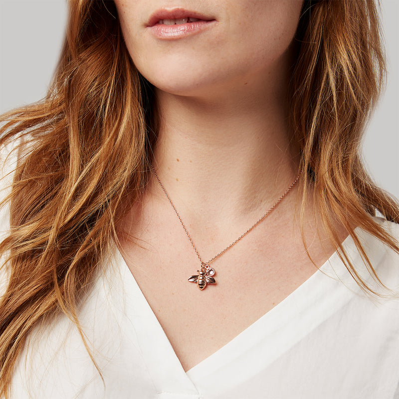 Sparkle Bee Necklace Rose Gold