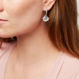 Encrusted Shell Charm Hoop Earrings Silver