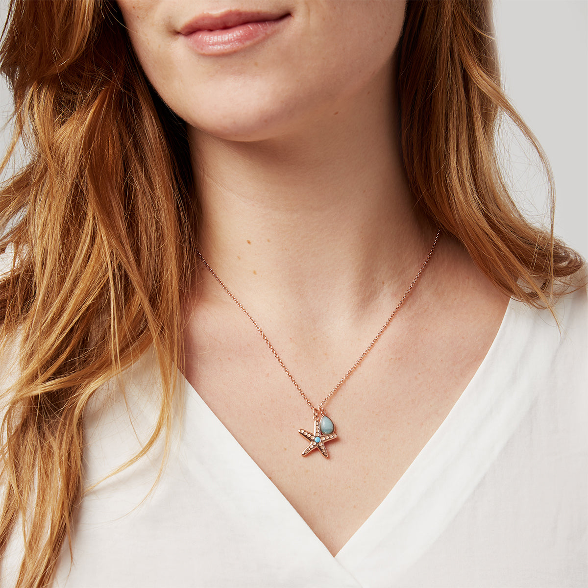 Rose gold starfish necklace sale