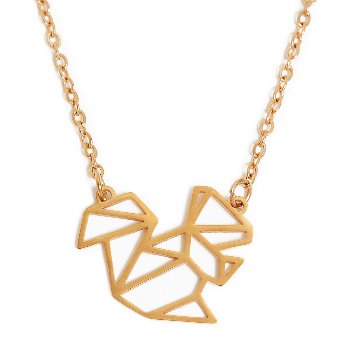 Squirrel Geometric Necklace Rose Gold