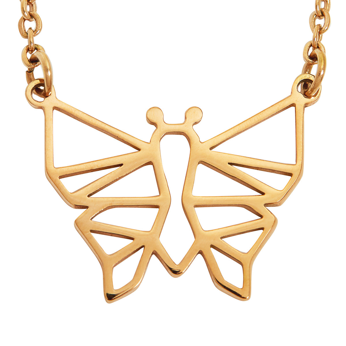 Butterfly Geometric Necklace Rose Gold
