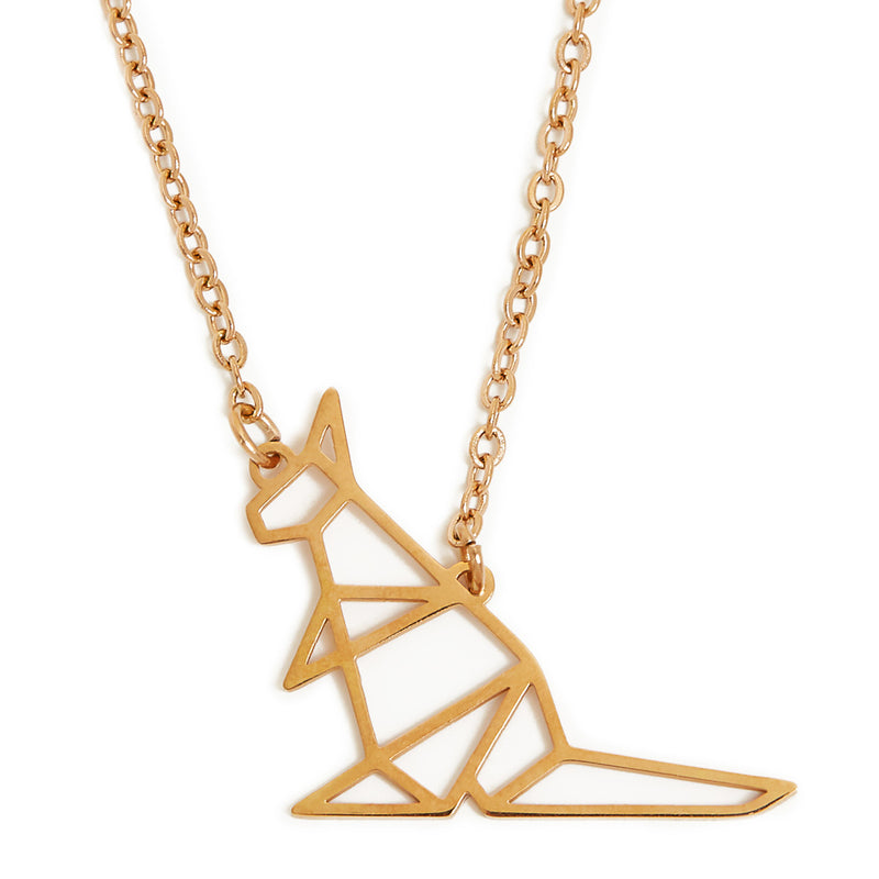 Kangaroo Geometric Necklace Rose Gold