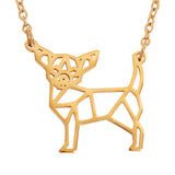 Chihuahua Dog Geometric Necklace Gold, Rose Gold or Silver