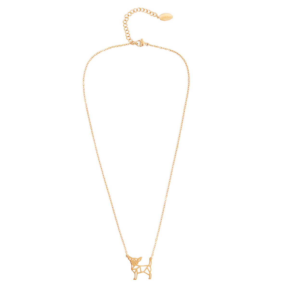 Chihuahua Dog Geometric Necklace Rose Gold