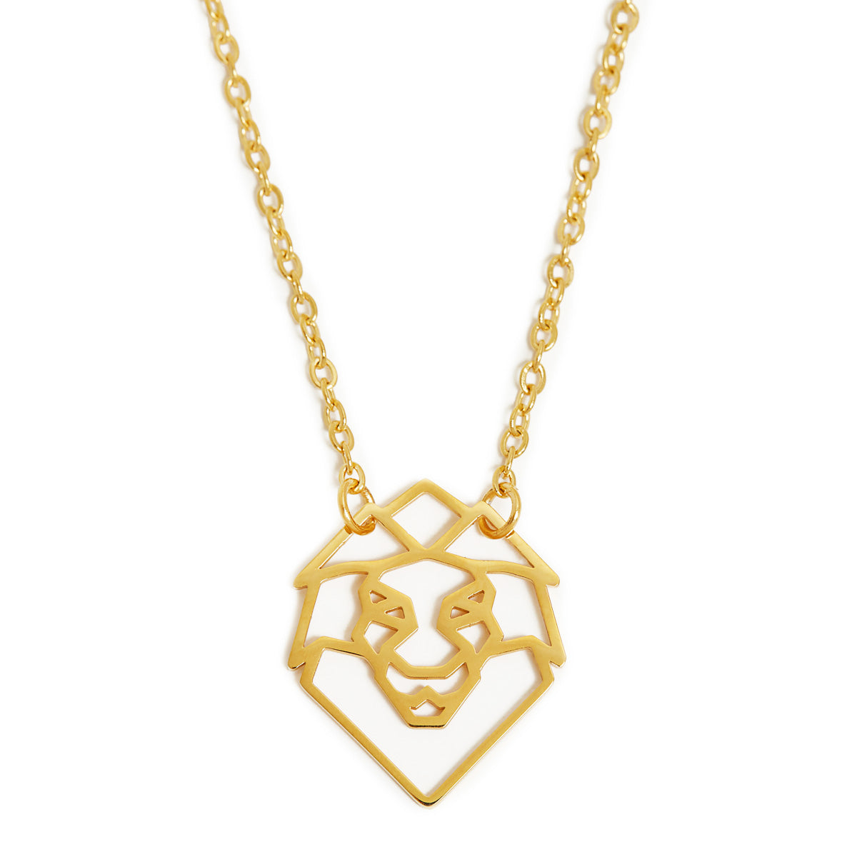 Lion Geometric Necklace Gold