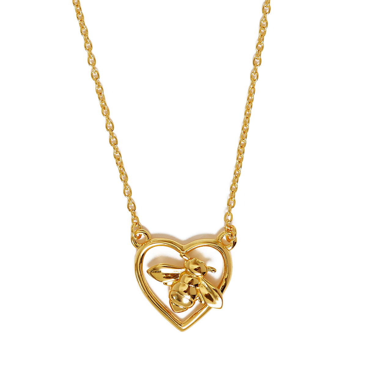 Bee Love Heart Necklace Gold