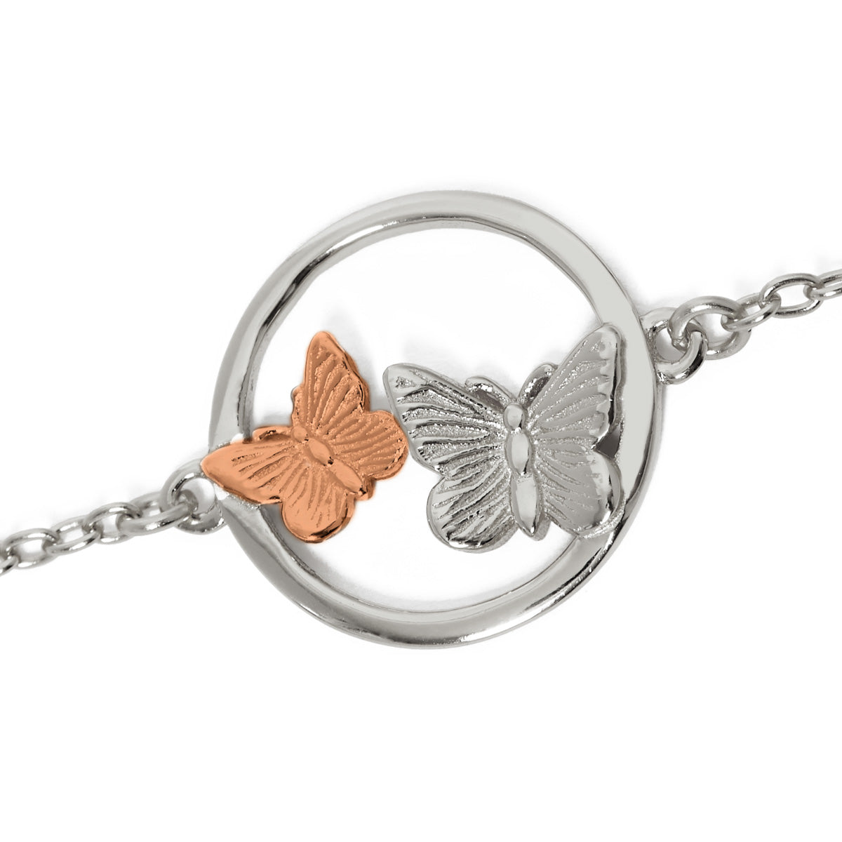 Butterfly Duo Bracelet Silver & Rose Gold