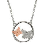 Butterfly Duo Necklace Silver & Rose Gold