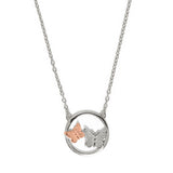 Butterfly Duo Necklace Silver & Rose Gold