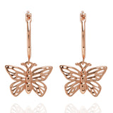 Butterfly Charm Hoop Earrings Rose Gold