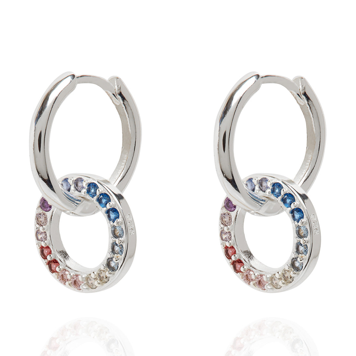 Eternal Circle Charm Huggie Earrings Silver