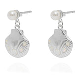 Encrusted Shell Drop Earrings Silver