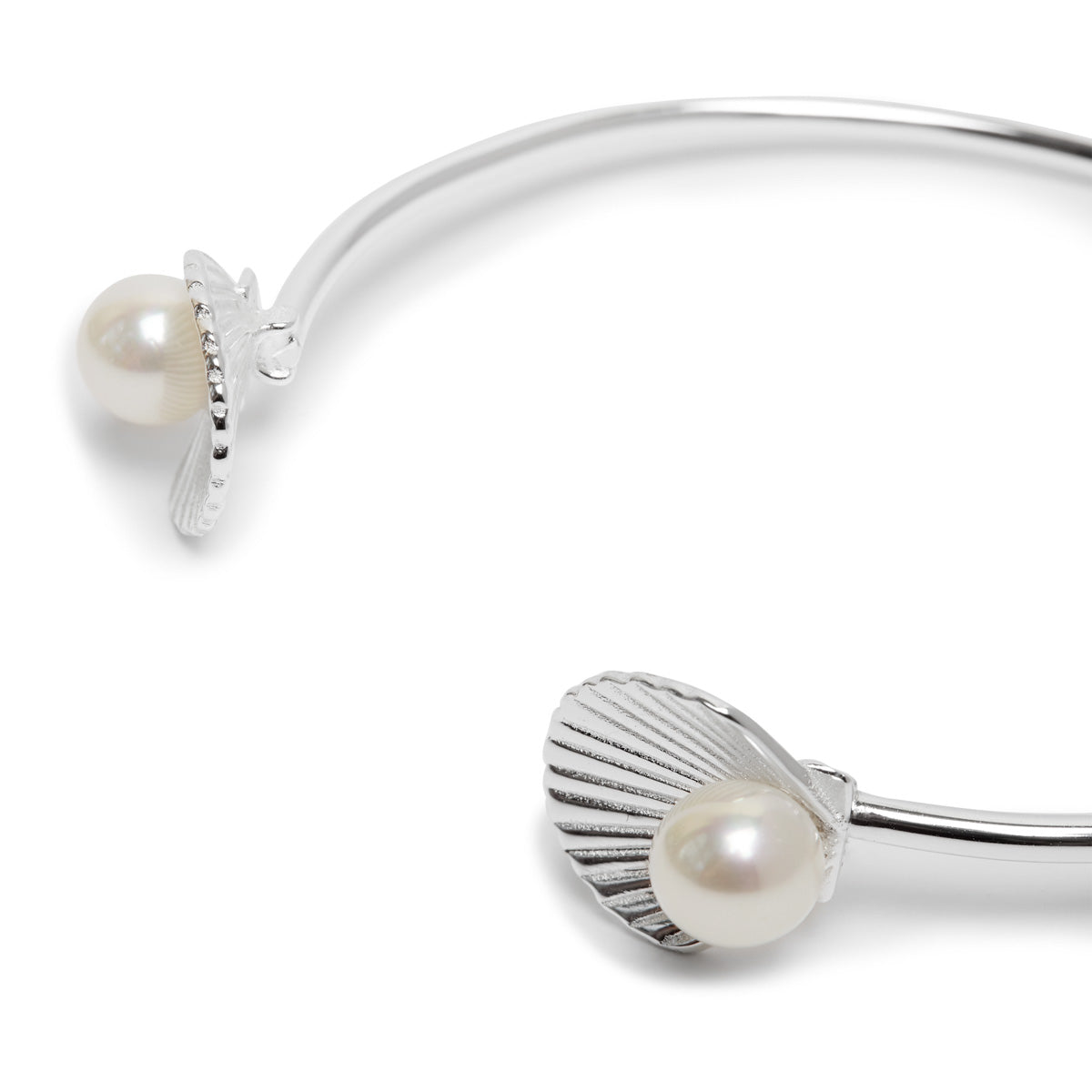 Open Shell Silver Bangle