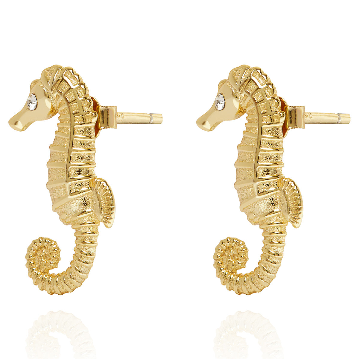 Seahorse Stud Earrings Gold