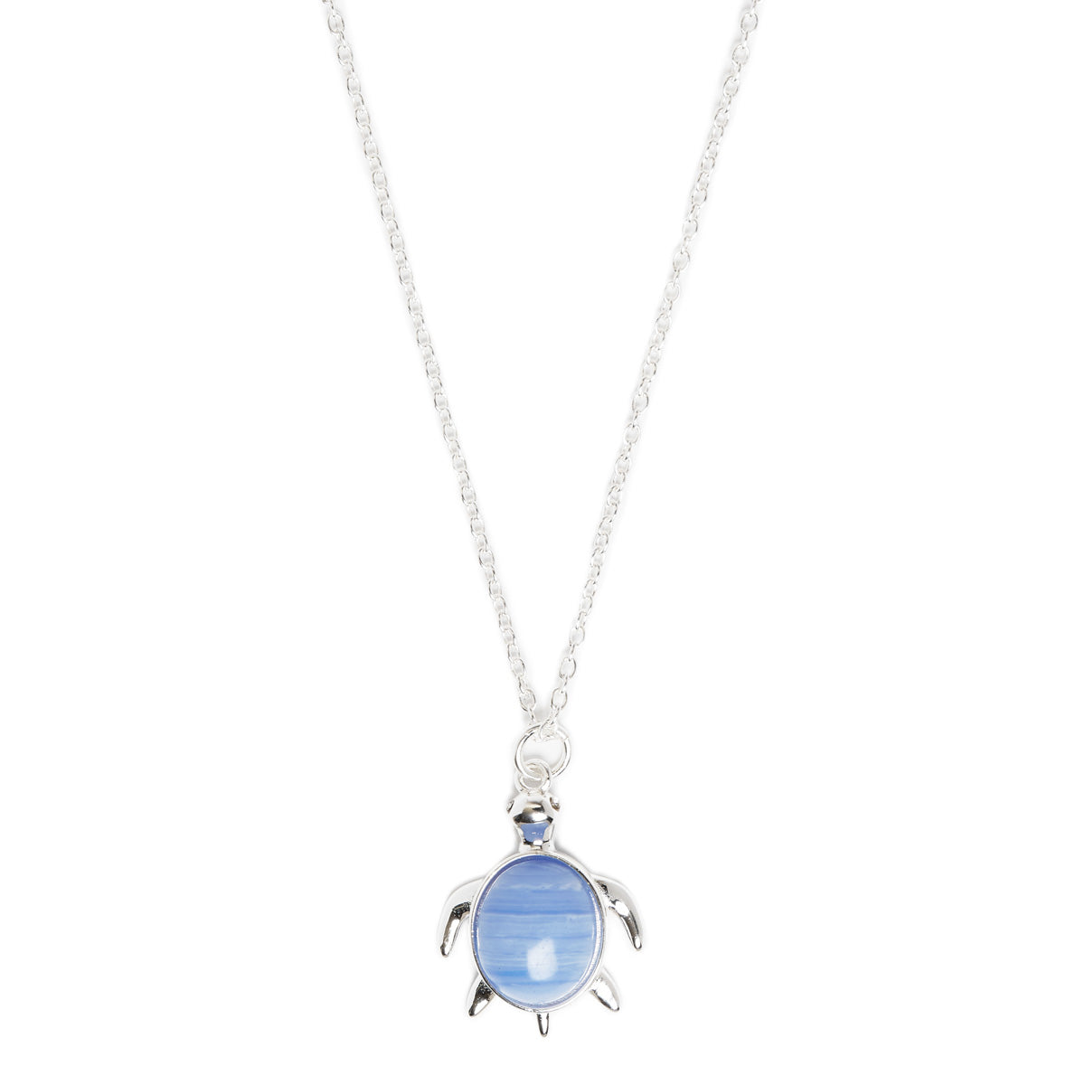 Turtle Necklace Blue Lace Agate