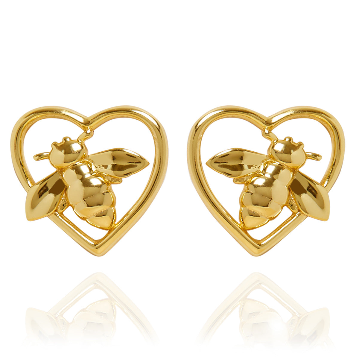 Bee Love Heart Gold Stud Earrings Annie Oak