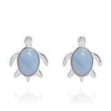 Turtle Stud Earrings Blue Lace Agate