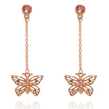 Sparkle Butterfly Drop Earrings Rose Gold