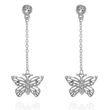 Sparkle Butterfly Drop Earrings Silver