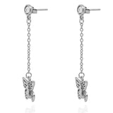 Sparkle Butterfly Drop Earrings Silver