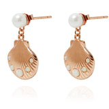 Encrusted Shell Drop Earrings Rose Gold