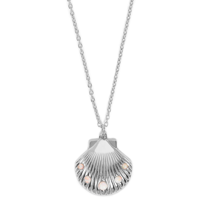 Encrusted Shell Necklace Silver