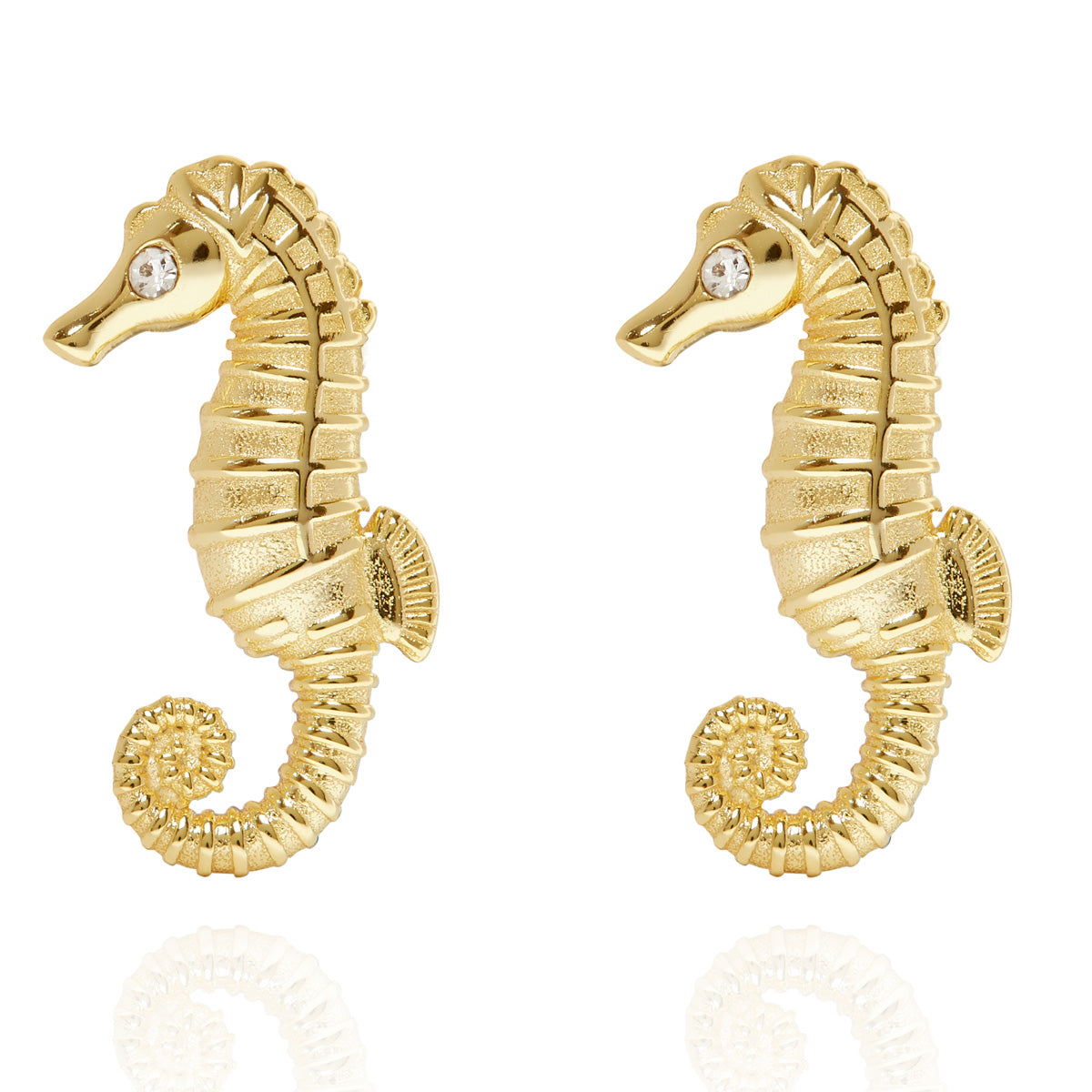 Seahorse Stud Earrings Gold