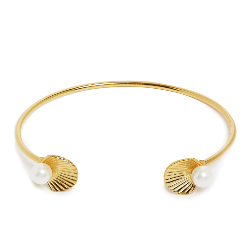 Open Shell Gold Bangle