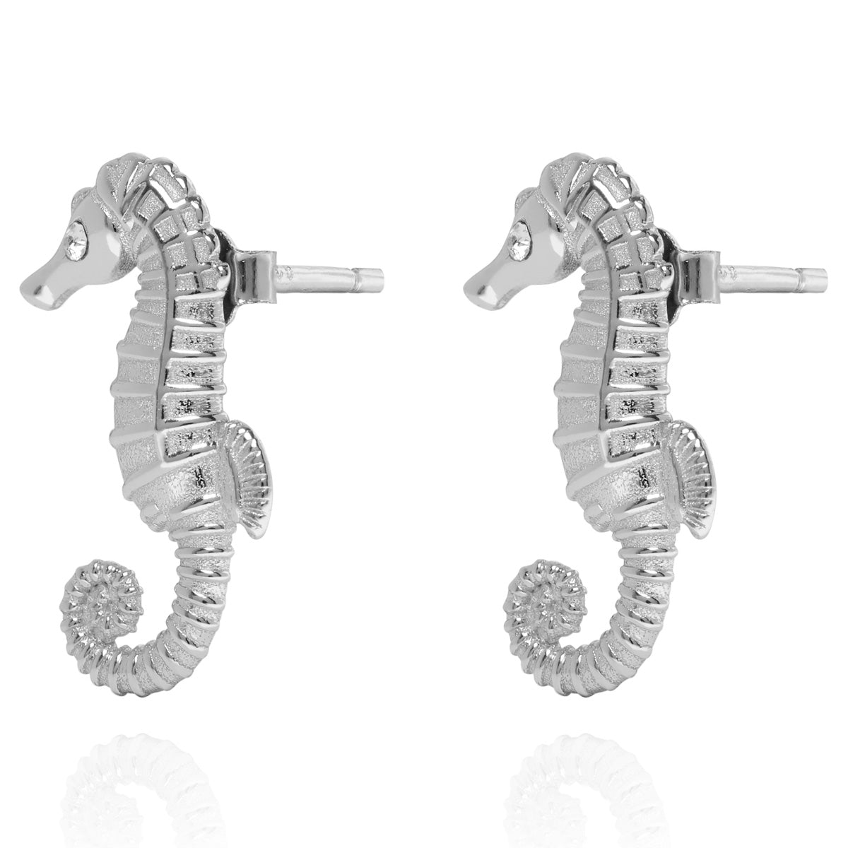 Seahorse Stud Earrings Silver
