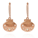 Encrusted Shell Charm Hoop Earrings Rose Gold