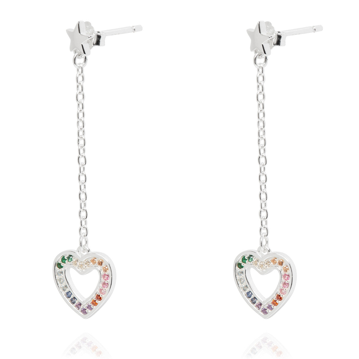 Love Heart Drop Earrings Silver