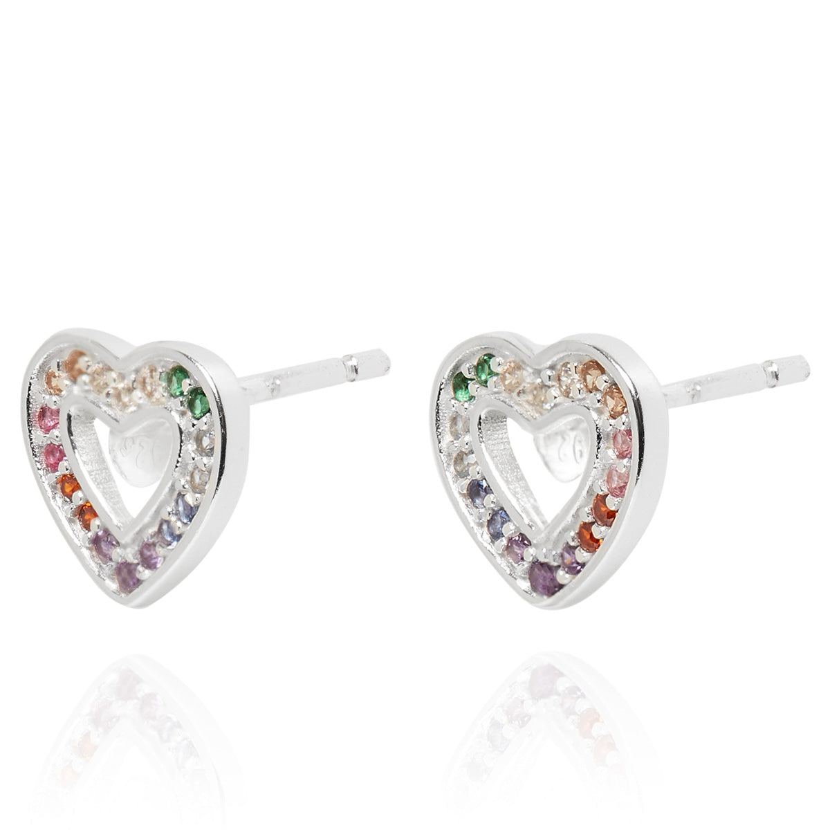 Love Heart Stud Earrings Silver