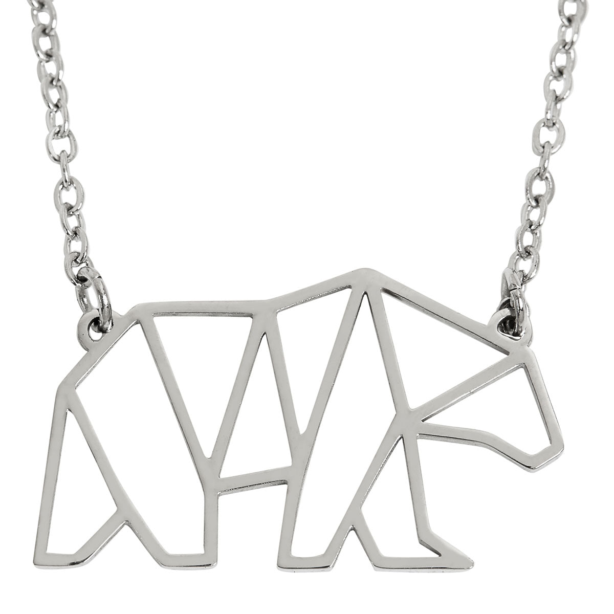 Polar Bear Geometric Necklace Silver