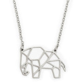 Elephant Geometric Necklace Silver