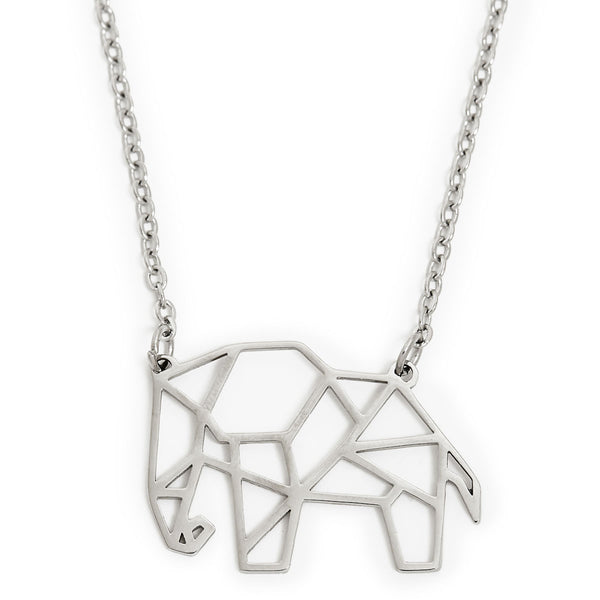 Elephant Geometric Necklace Silver Annie Oak