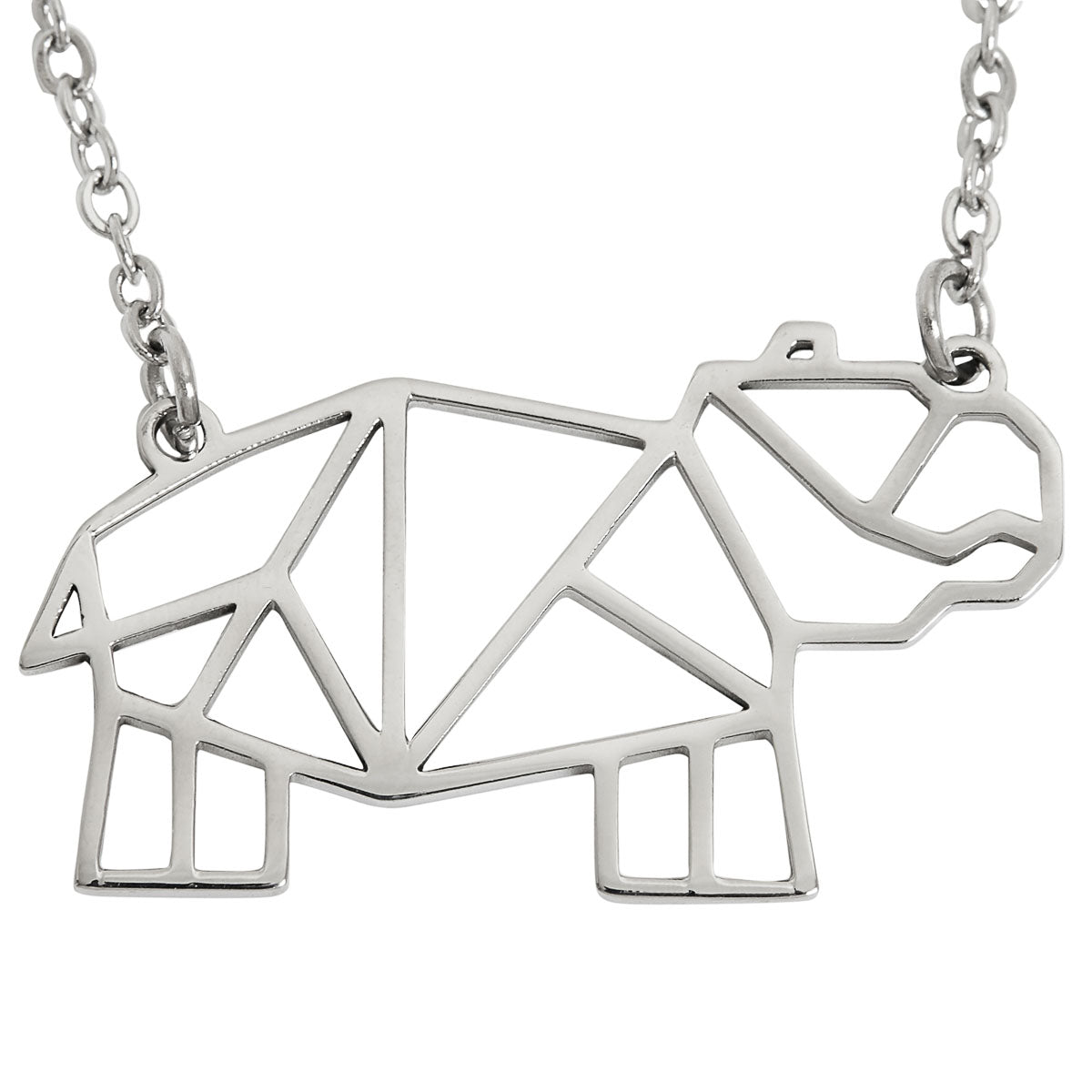 Hippo Geometric Necklace Silver
