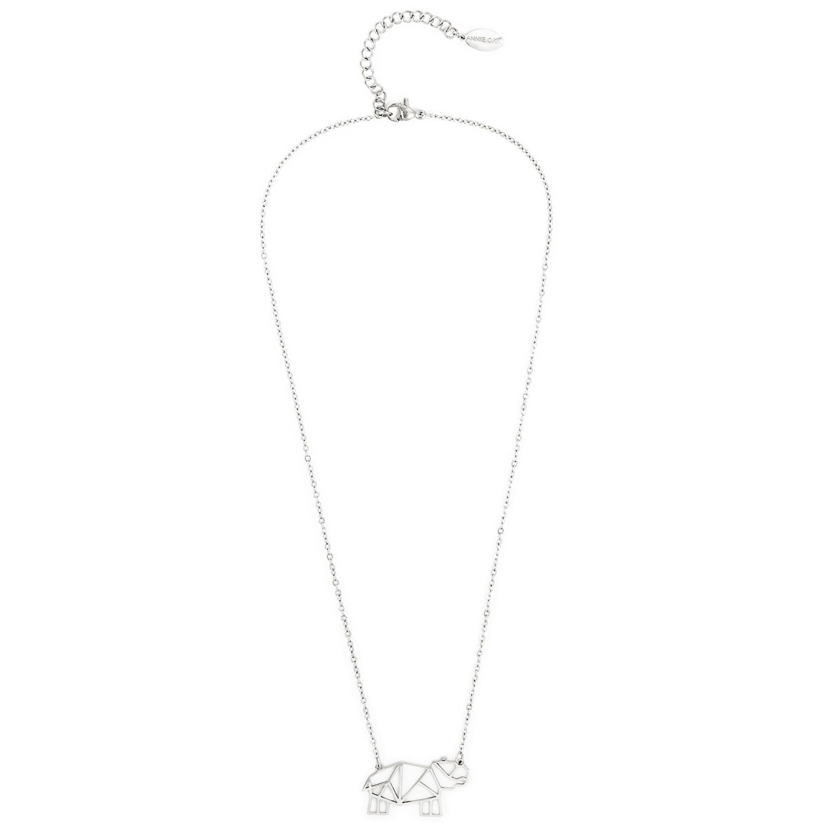 Hippo Geometric Necklace Silver