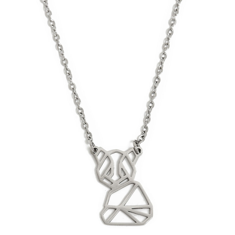 Panda Geometric Necklace Silver