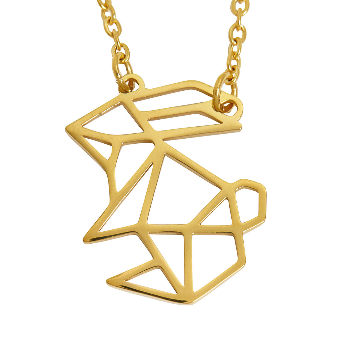 Rabbit Geometric Necklace Gold